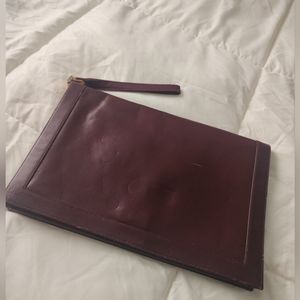 Vintage Italian 100% Leather Lou Taylor mirrored clutch